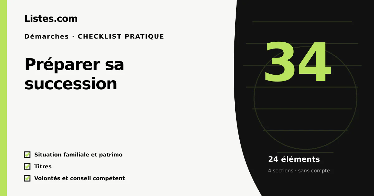 Couverture de la checklist Préparer sa succession