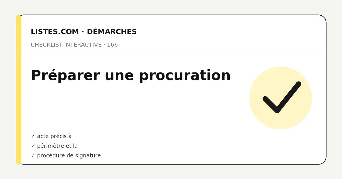 Couverture de la checklist Préparer une procuration