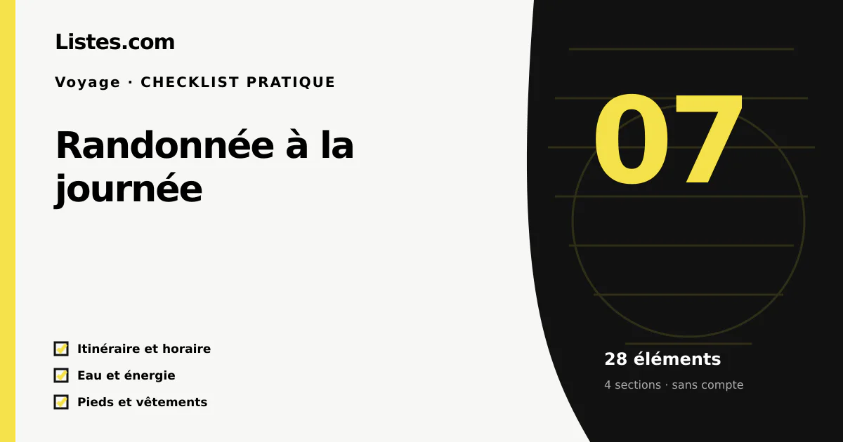 Couverture de la checklist Randonnée à la journée