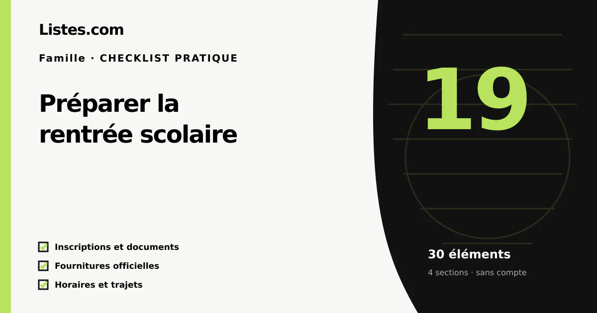 Couverture de la checklist Préparer la rentrée scolaire