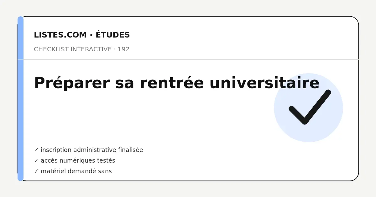 Couverture de la checklist Préparer sa rentrée universitaire