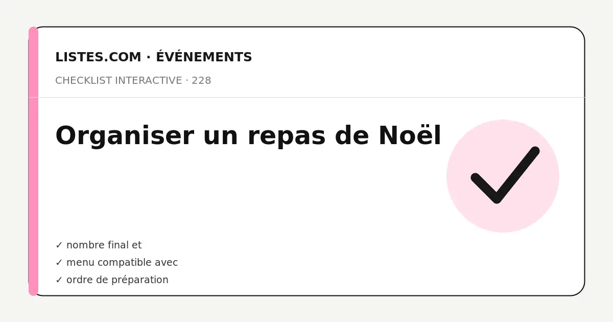 Couverture de la checklist Organiser un repas de Noël