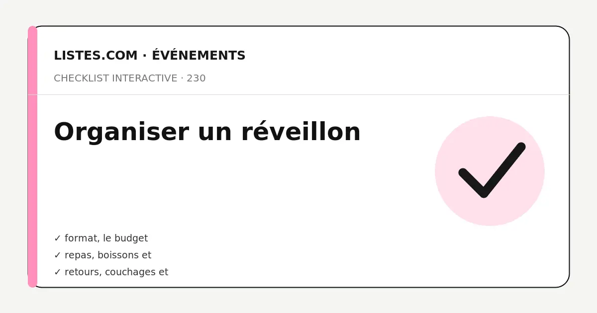 Couverture de la checklist Organiser un réveillon