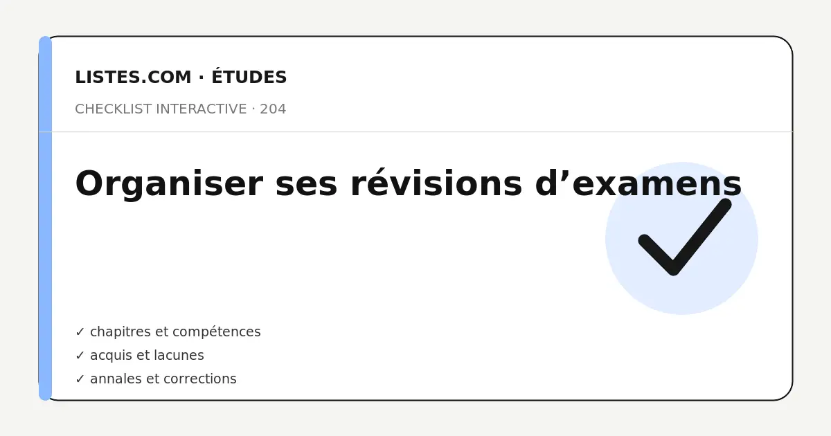 Couverture de la checklist Organiser ses révisions d’examens
