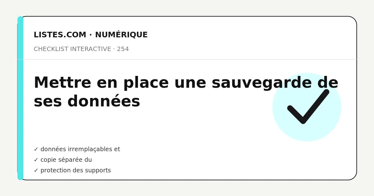 Couverture de la checklist Mettre en place une sauvegarde de ses données