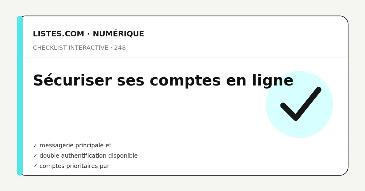 Couverture de la checklist Sécuriser ses comptes en ligne