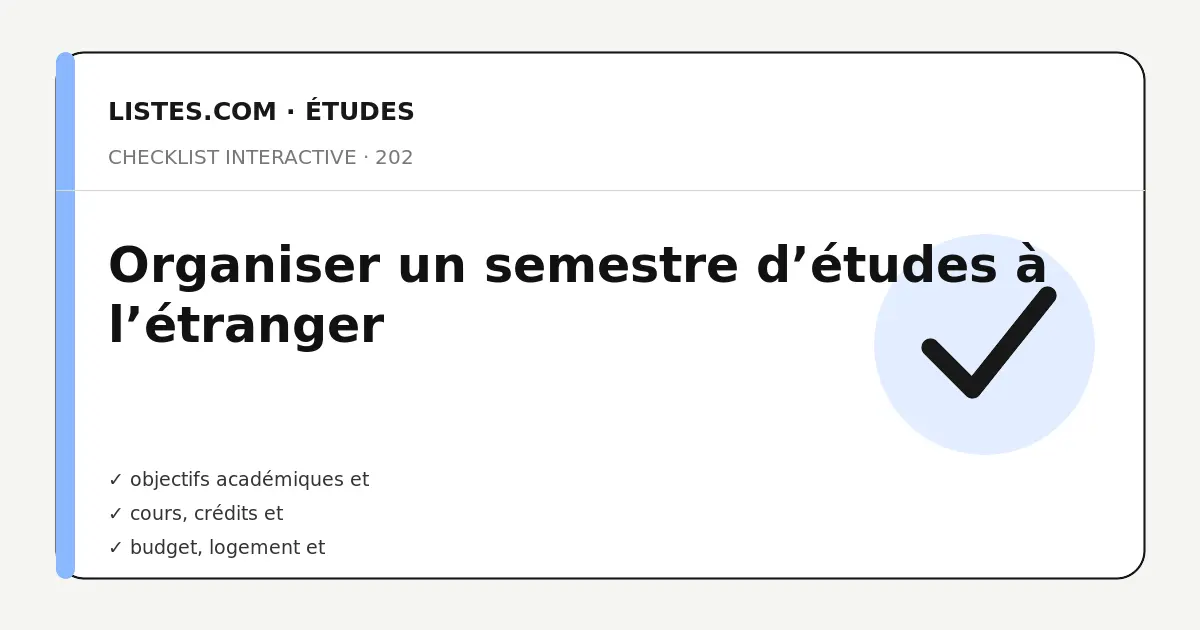 Couverture de la checklist Organiser un semestre d’études à l’étranger