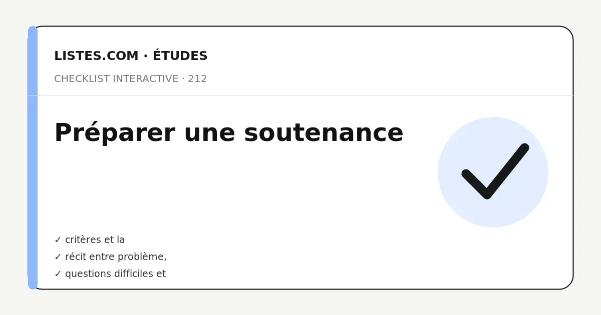 Couverture de la checklist Préparer une soutenance