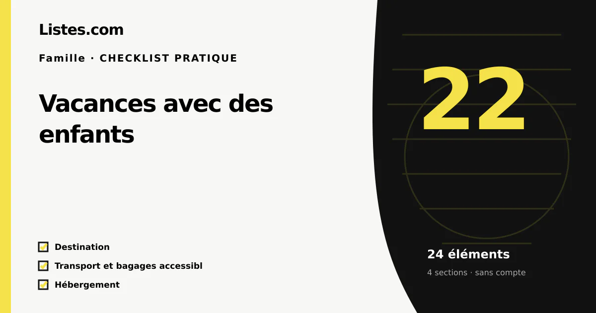Couverture de la checklist Vacances avec des enfants