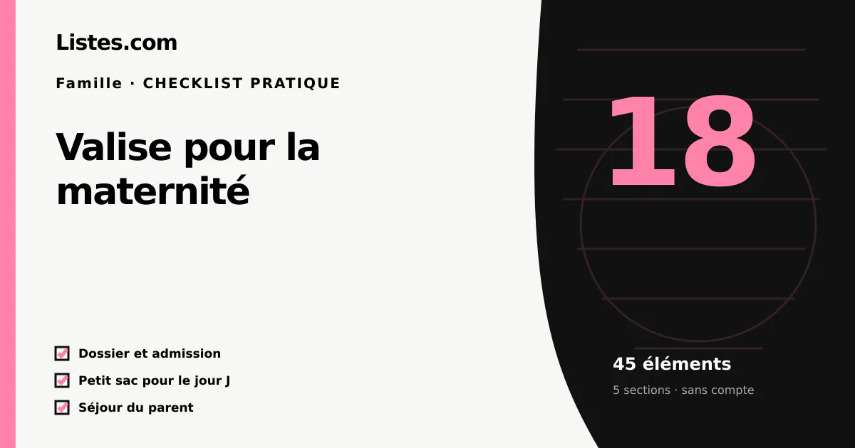 Couverture de la checklist Valise pour la maternité