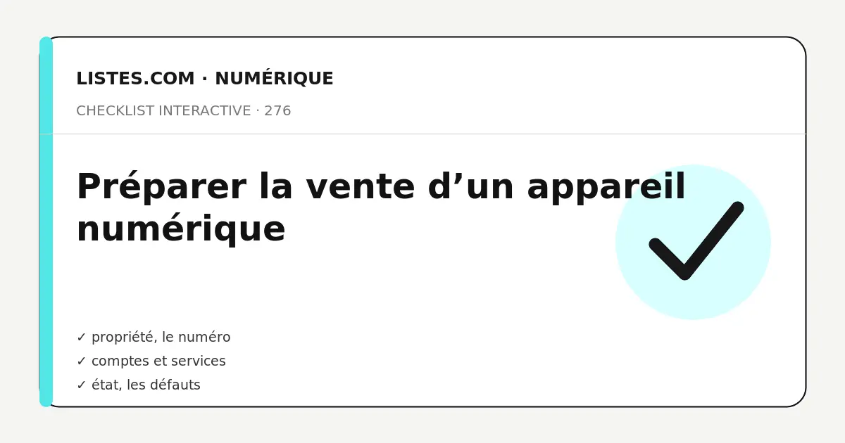 Couverture de la checklist Préparer la vente d’un appareil numérique
