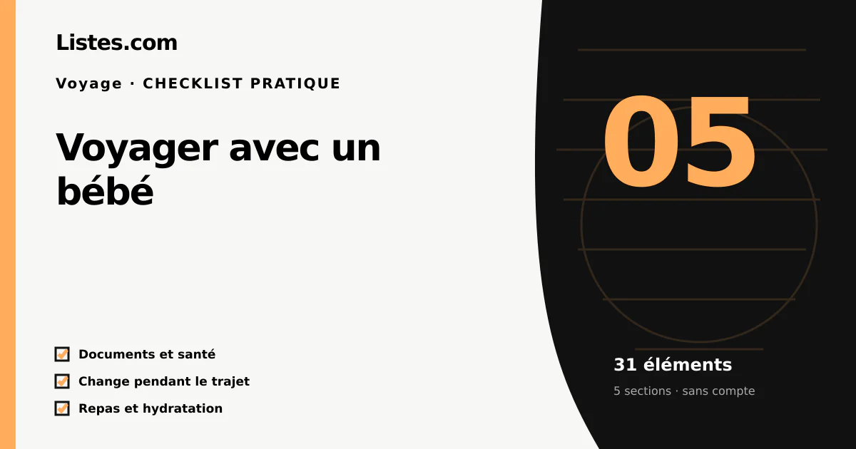 Couverture de la checklist Voyager avec un bébé
