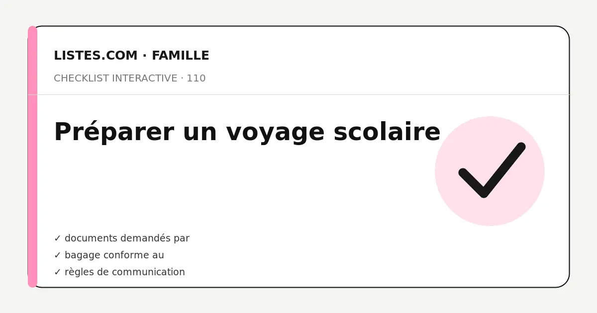 Couverture de la checklist Préparer un voyage scolaire