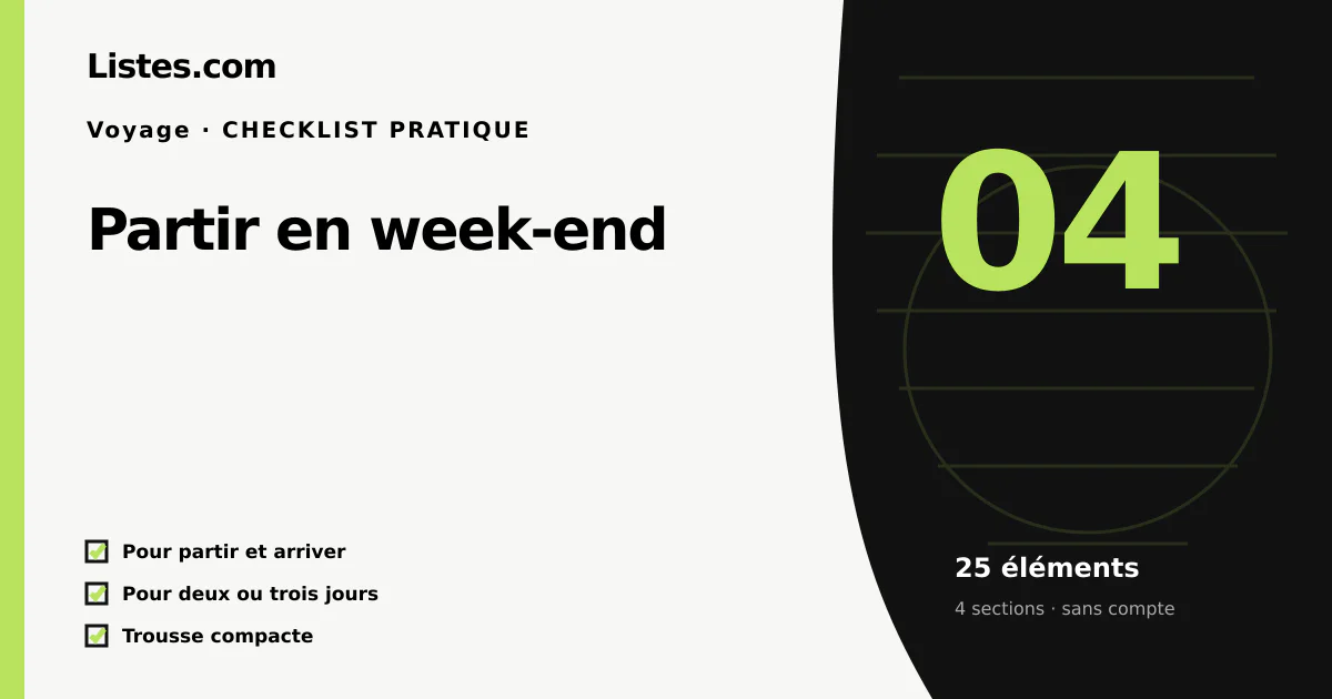 Couverture de la checklist Partir en week-end